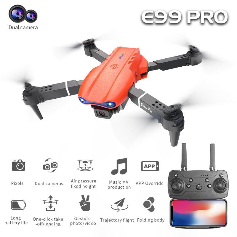 E99 Pro Dual Camera 4K Drone – Foldable, HD Aerial Photography, FPV Live Video, Smart Flight, Portable for Travel & Adventure